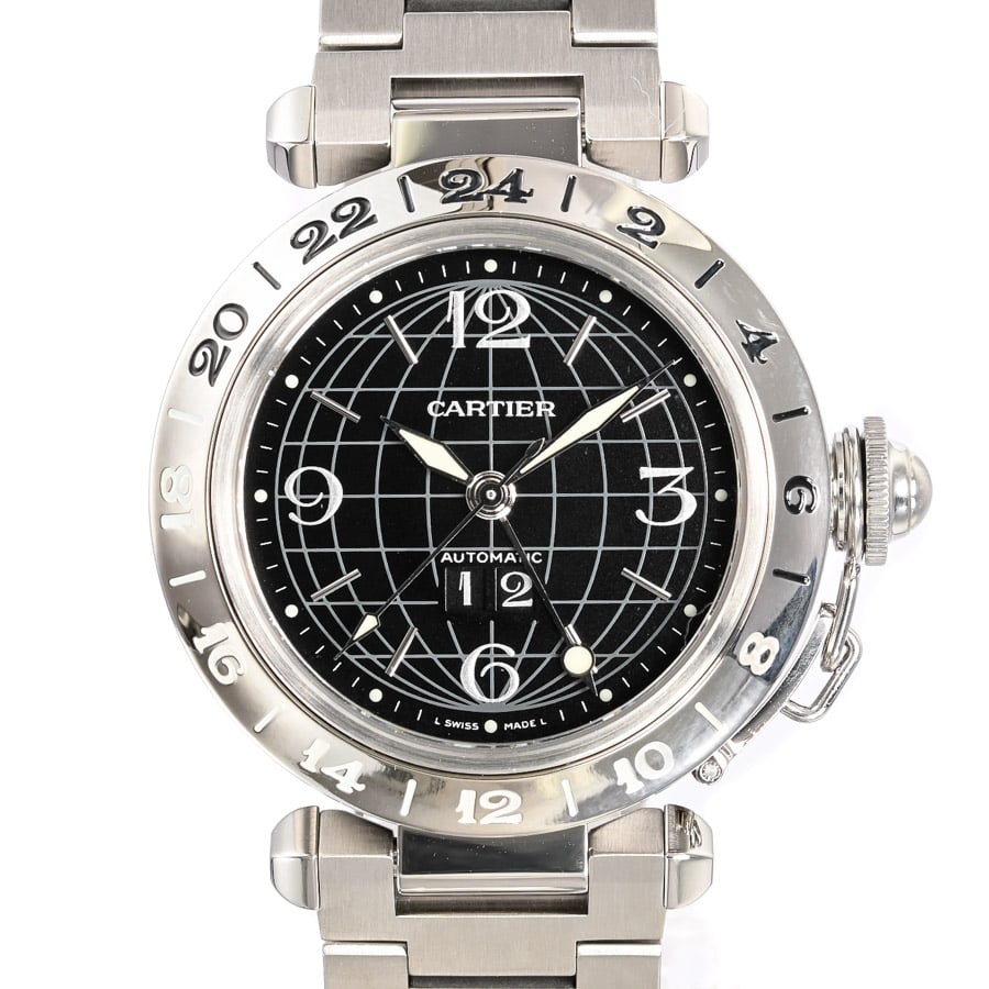 カルティエパシャメリディアンシルバーステンレスCartier 腕時計