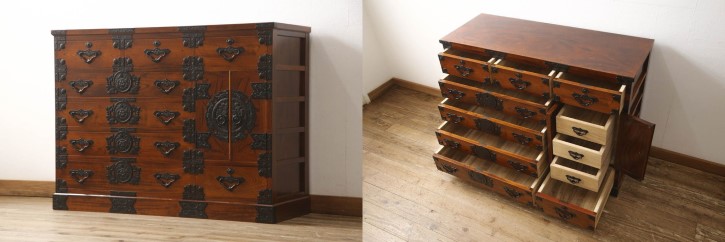 昭和レトロ 古家具 仙台箪笥 4段9杯 引き出し箪笥 和箪笥 ビンテージ 骨董