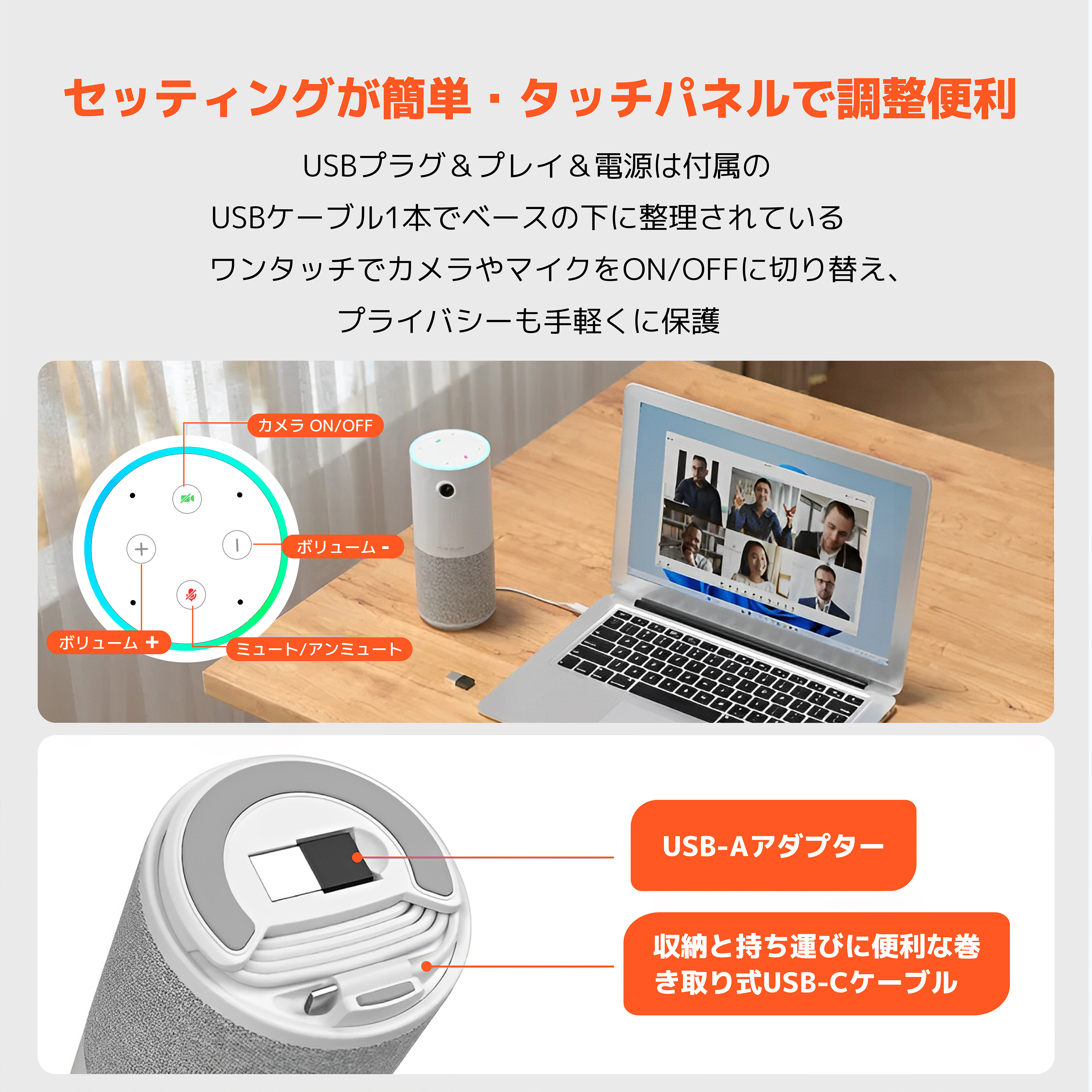 楽天市場】【P10倍ポイント還元】webカメラ マイク スピーカー 一体型