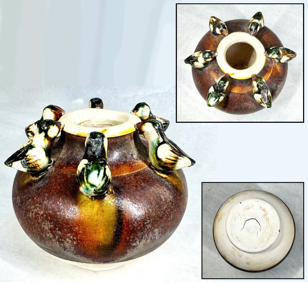 骨董】 唐三彩盃 中国 唐三彩 盃 時代箱付 D R6759