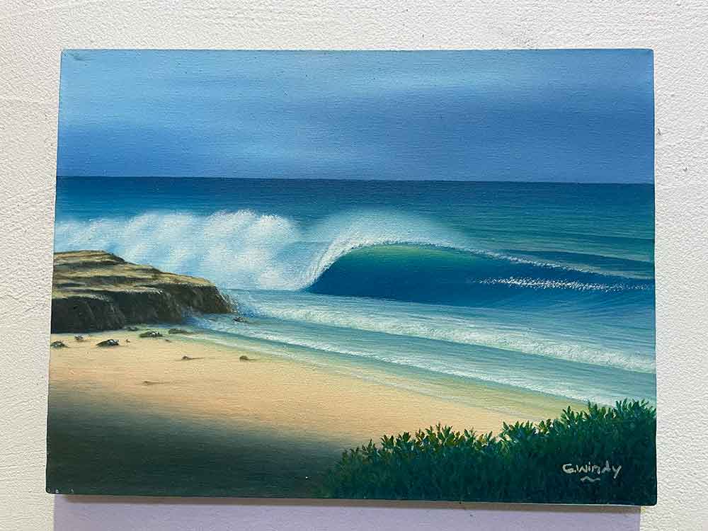 楽天市場】バリ 絵画 波の絵 ビーチ Goes Windy 40×30cm 青い 海