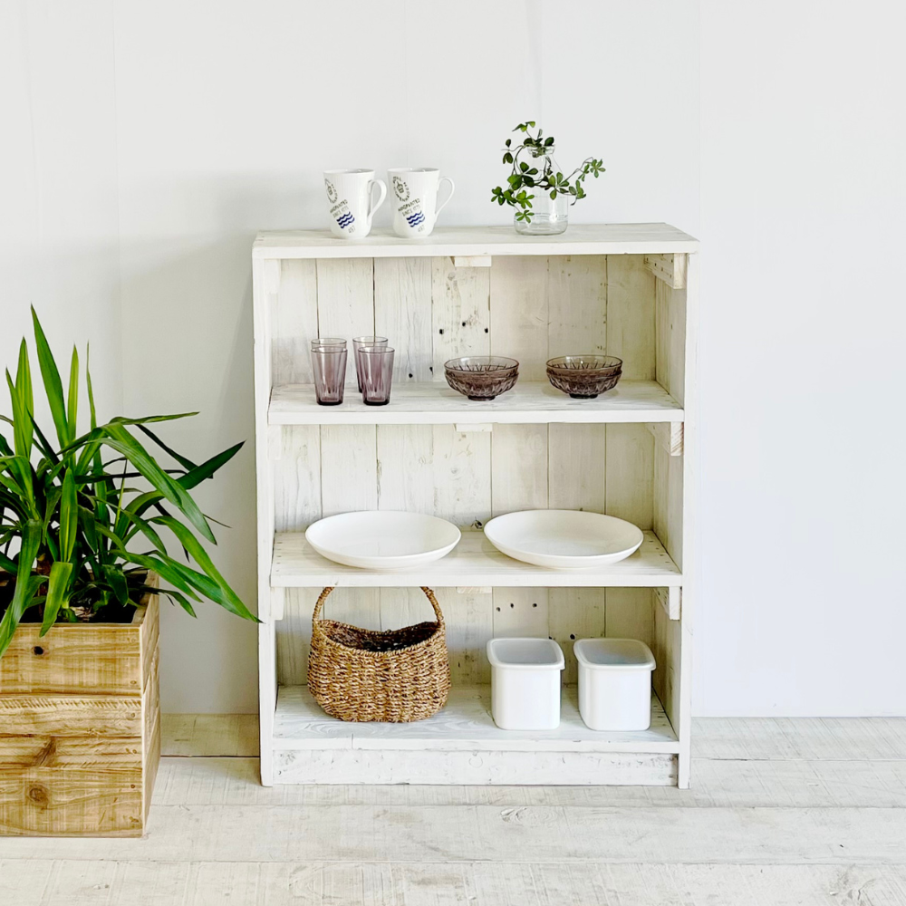 楽天市場】cafemoku アンティーク シェルフ 背板付き ホワイト