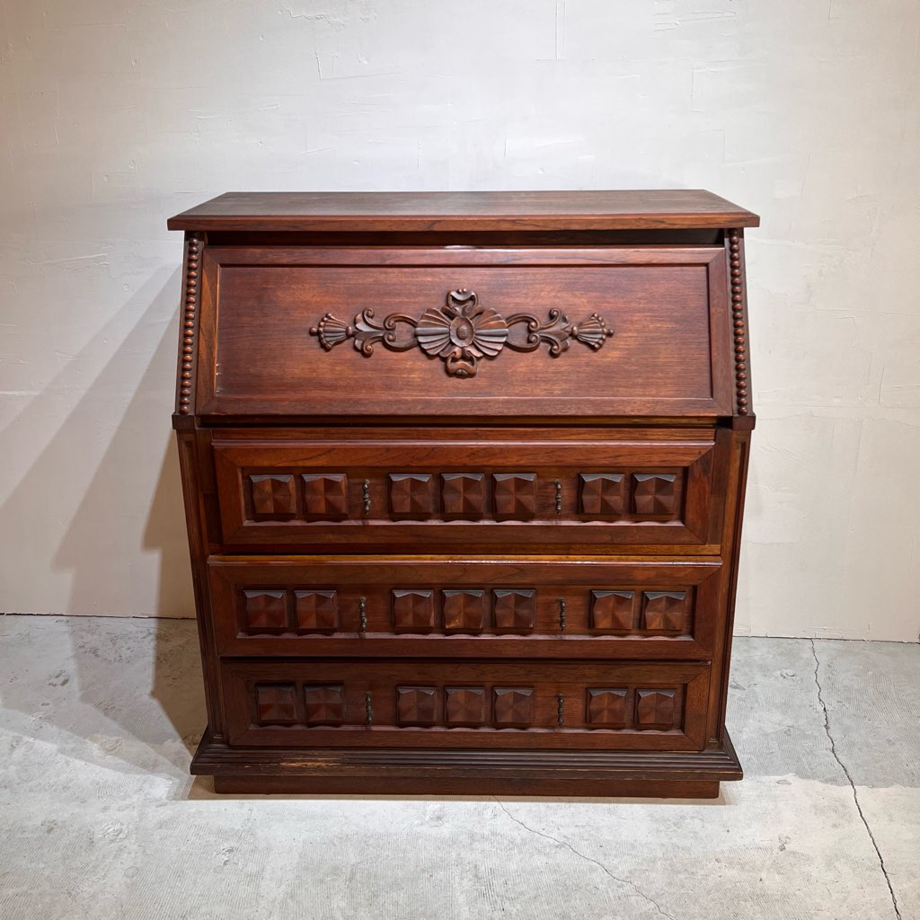 アンティーク ライティングビューロー 木製ライティングチェスト 中古