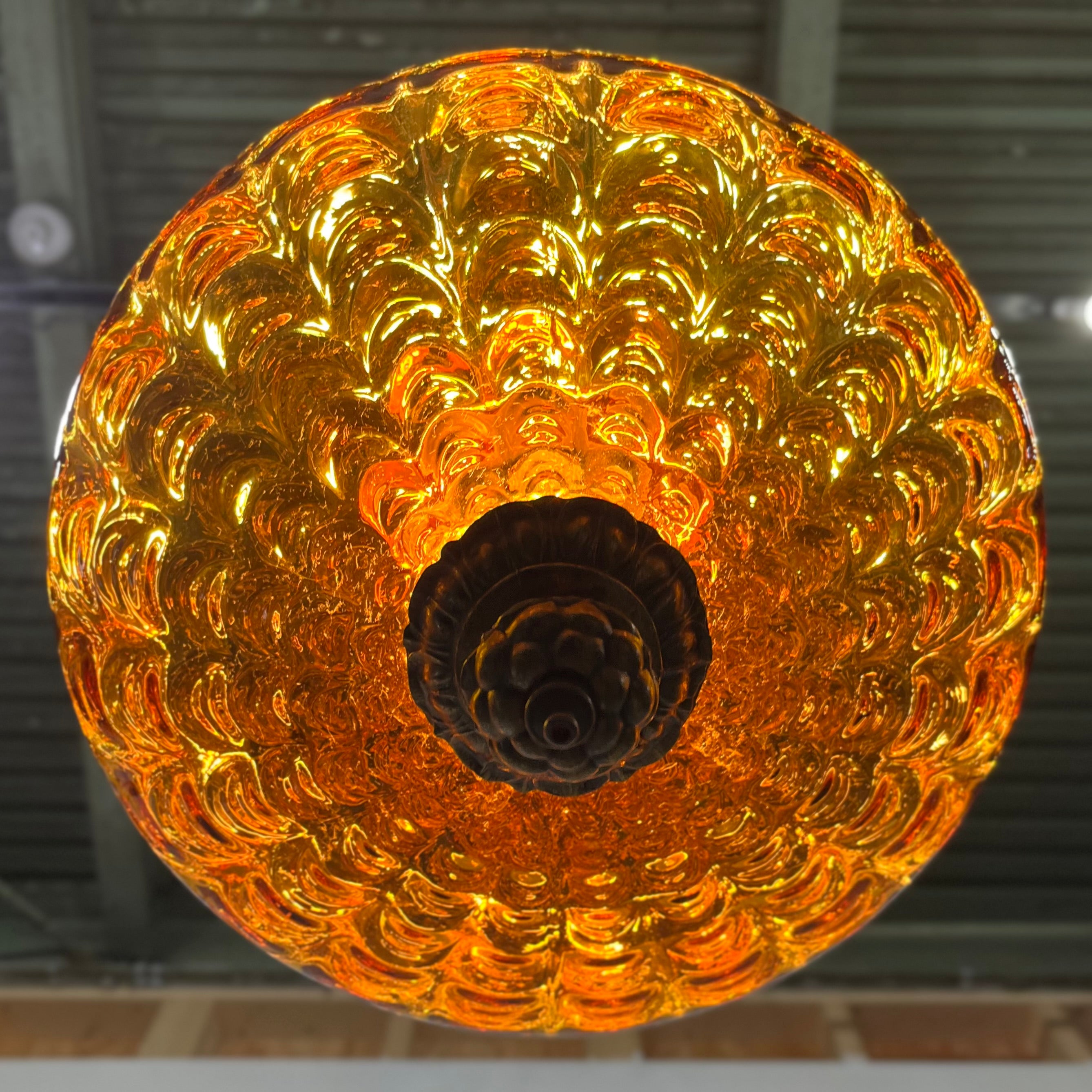 アンバーガラス ペンダントランプ ヴィンテージ 照明 中古 レトロ