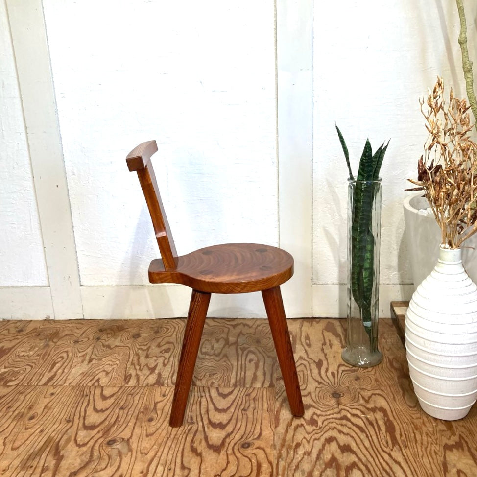 ケヤキ無垢材 ダイニングチェア スツール 中古 小ぶり コンパクト