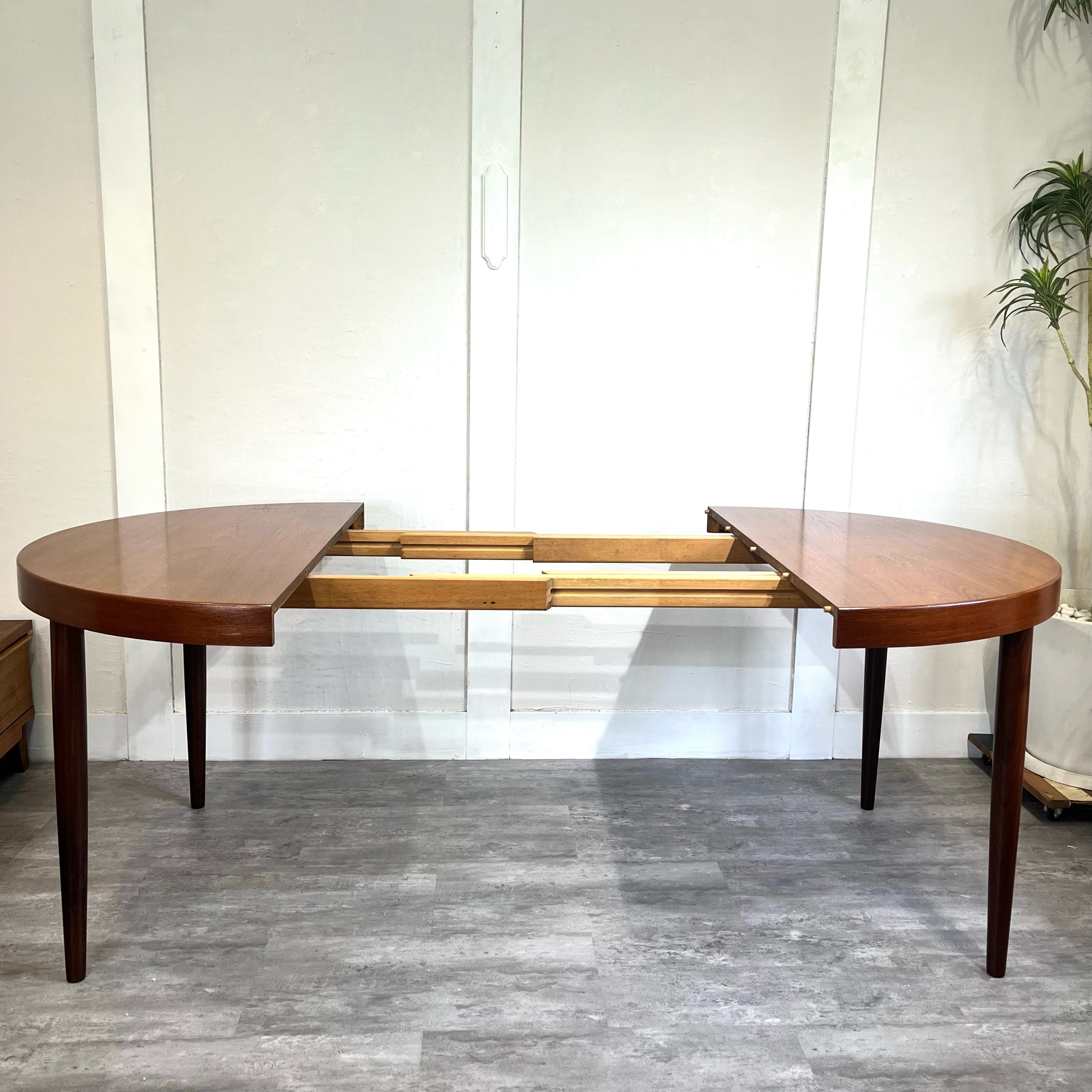 北欧ヴィンテージ エクステンションラウンドテーブル チーク材