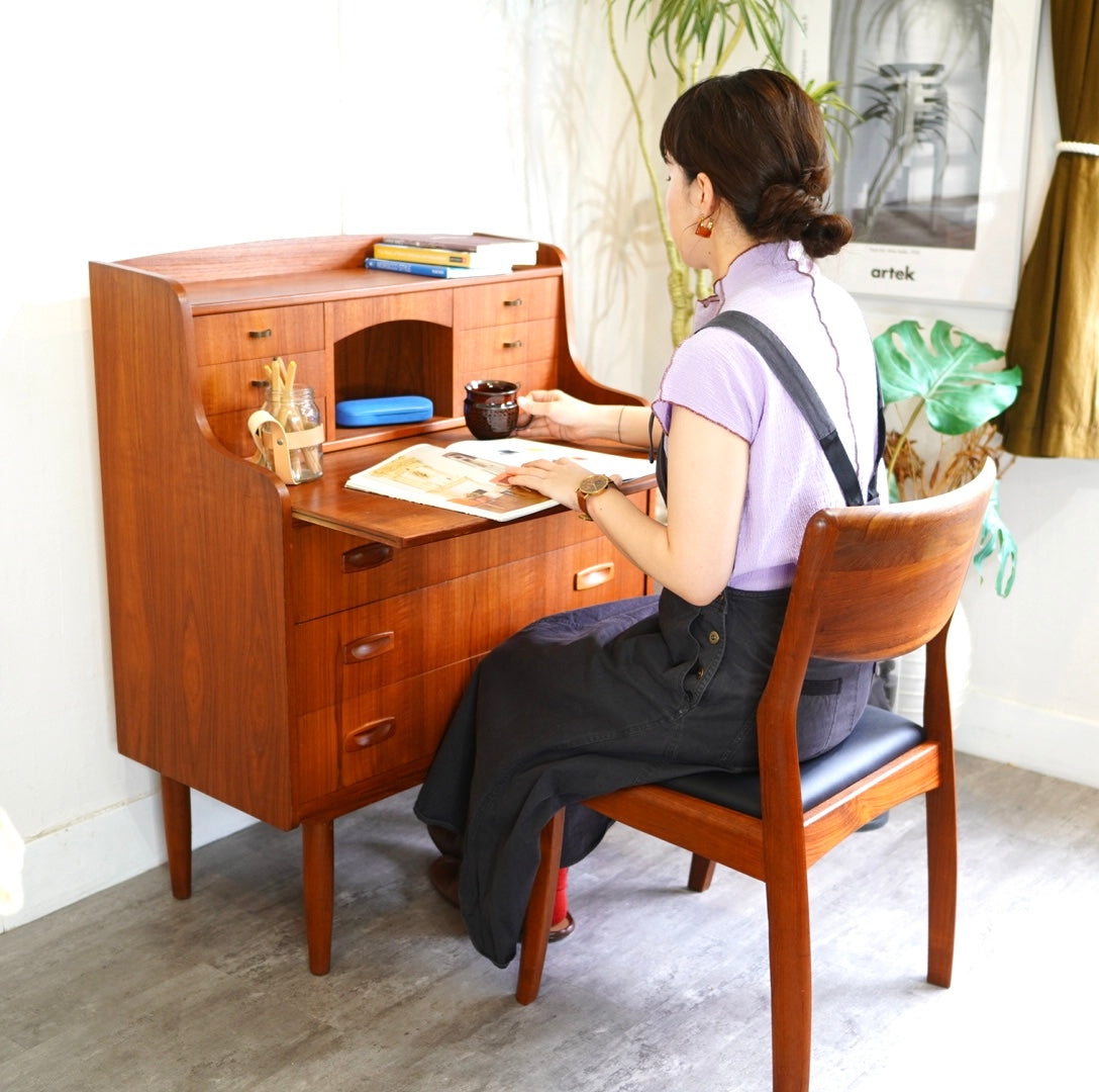 松本民芸家具 308型 ライティングビューロー ミズメザクラ無垢材