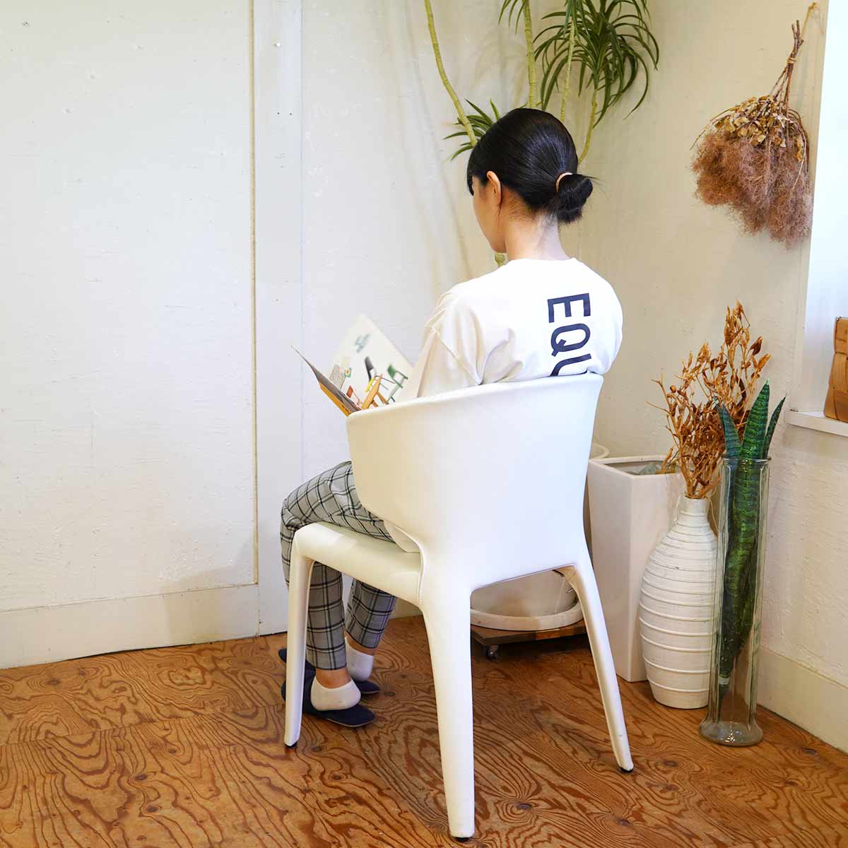 カッシーナ 367HOLA 白皮張りアームチェアー4組セット