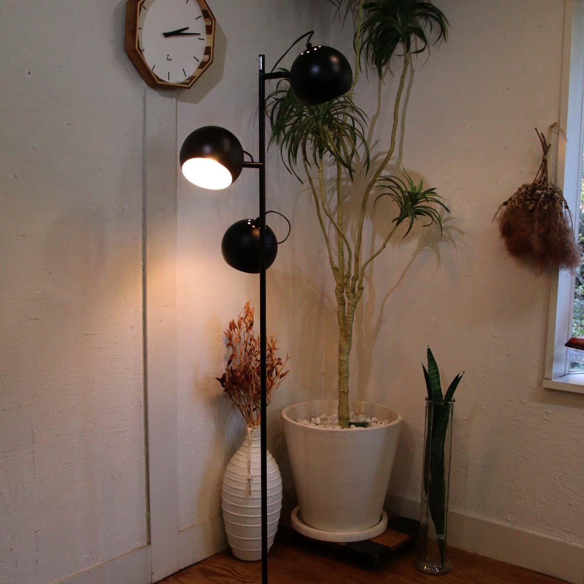 ディクラッセ / DI CLASSE フロアライト 3灯 ブラック 中古 スタンド