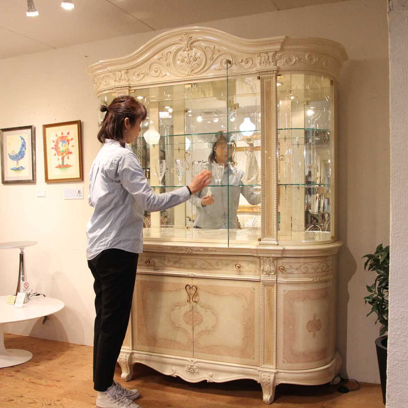 引き取り限定 イタリア製 ロココ 大型 ガラスキャビネット