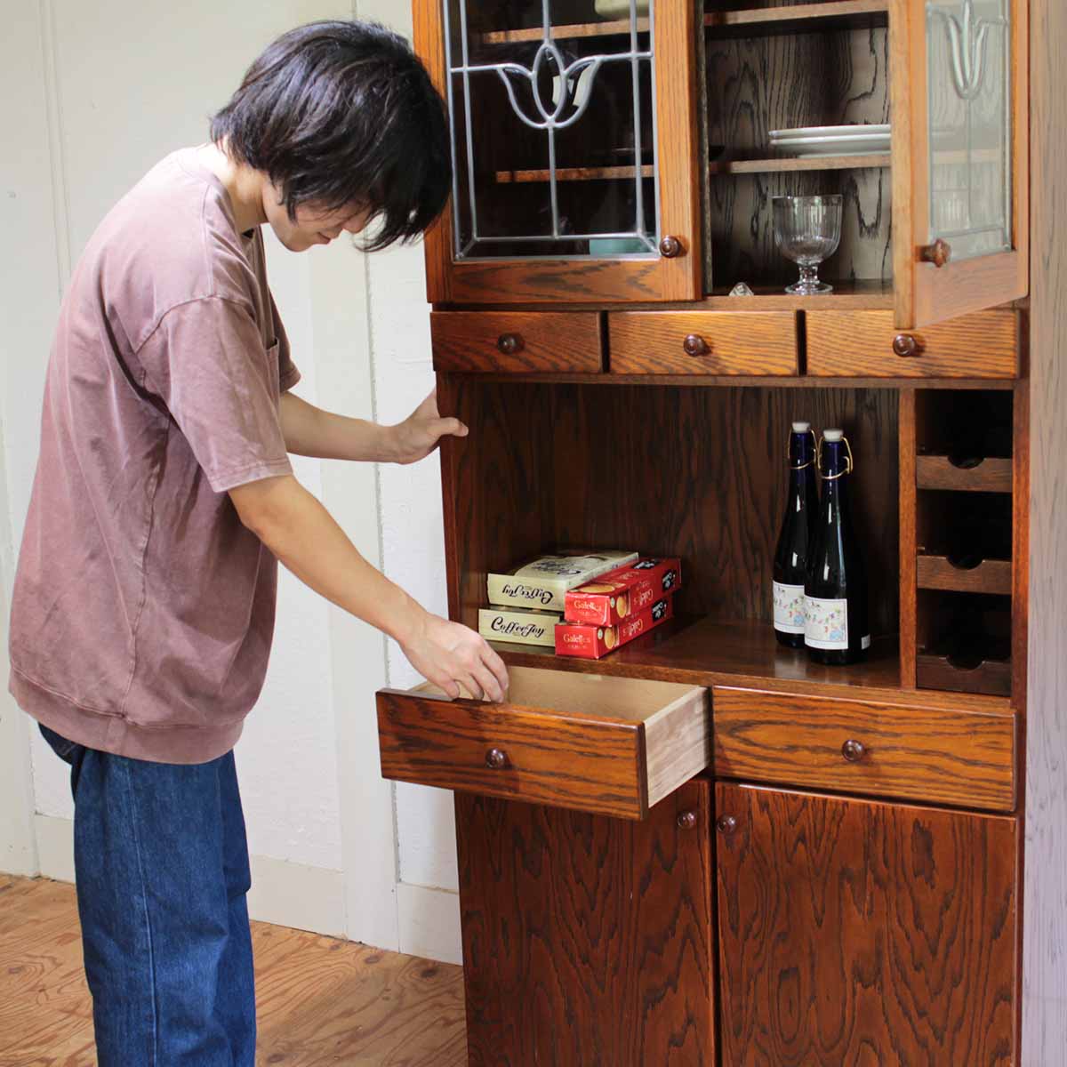 最終値下げ】三越ブルージュ オーク キャビネットサイドボード カップ