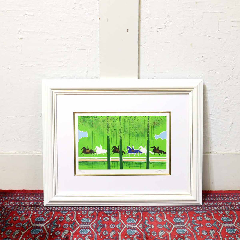 真作 額装 リトグラフセルジュ・ラシス乗馬