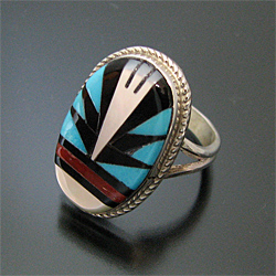 からか インディアン マルチストーン ニードルポイント リング ZUNI