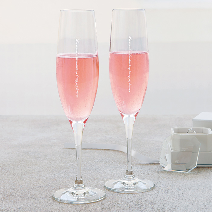 ピンクカットガラスフルートグラス4個セット ピンクカットガラス