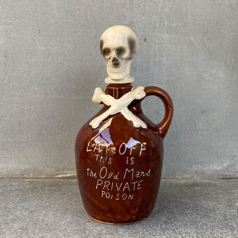 40s'50s'ビンテージ スカルボトルJapan製 陶器瓶 POISON VINTAGE SKULL