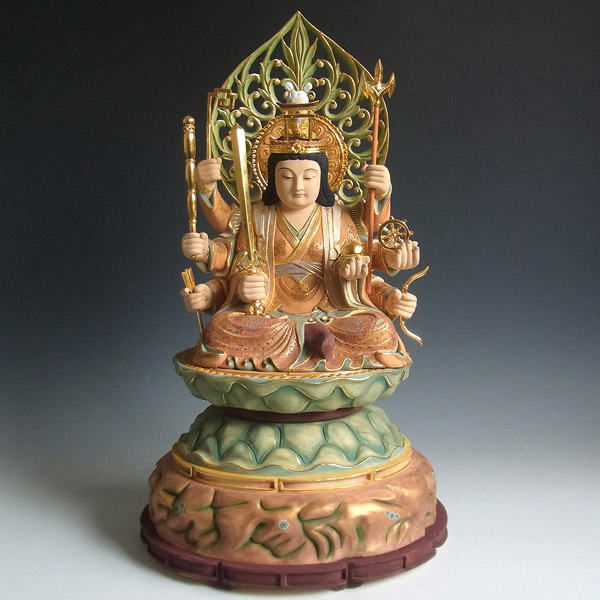 五徳山水澤寺 開眼供養済み》龍王弁財天(木製：桧 古美彩色)＿辨財天