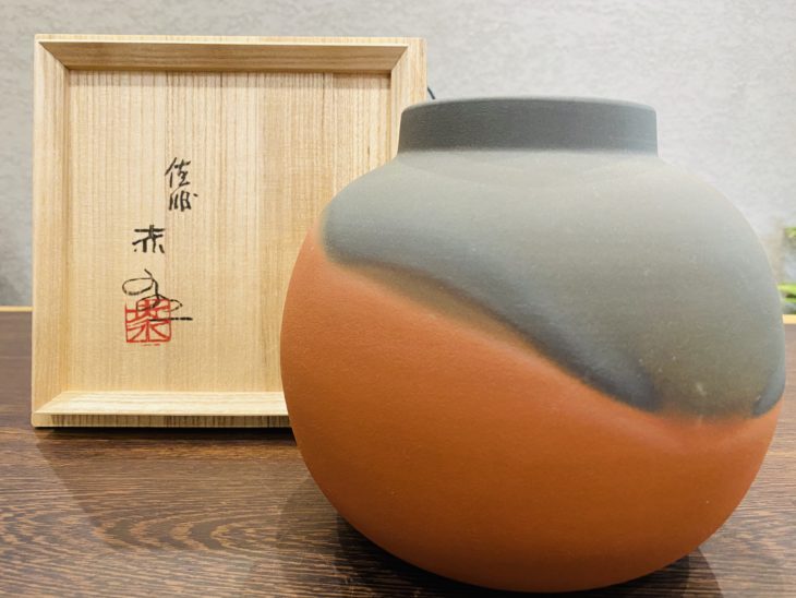 人間国宝 佐渡 無名異焼 【五代伊藤赤水】造 湯呑茶碗 大小 夫婦湯呑