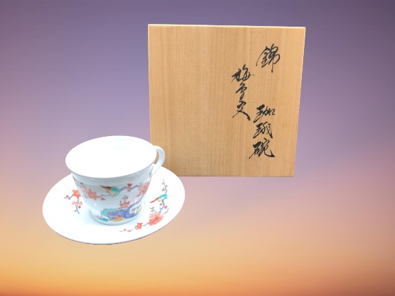 14代 酒井田柿右衛門 作『錦梅鳥文 珈琲碗』～愛知県は愛西の地より