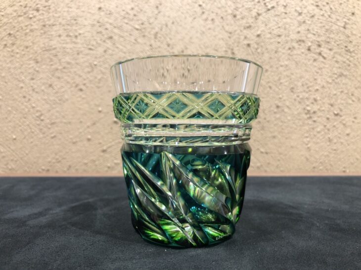 薩摩切子 色被せガラス 切子タンブラー 薩摩びーどろ工芸作 硝子 共箱