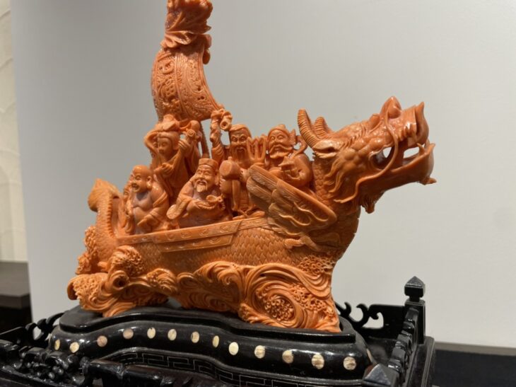 極上 七福神 置物 根付 天然素材 アンティーク 和彫 骨董 飾り物 古