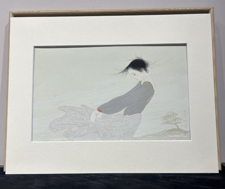 中路融人、【桜と島】、希少な額装用画集より、美品、新品額装