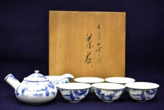 川瀬竹春『染付花鳥図 煎茶器』 ｜骨董品買取 緑和堂