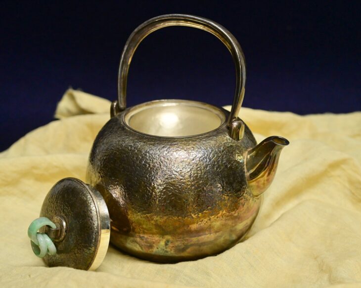 銀打出彫刻茶器 巌月庵所蔵 銀細工 骨董 奈良蔵出し 古玩 アンティーク