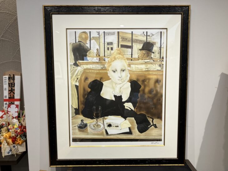 藤田嗣治 エスタンプリトグラフ「カフェ」 100部限定 6/100 藤田嗣治