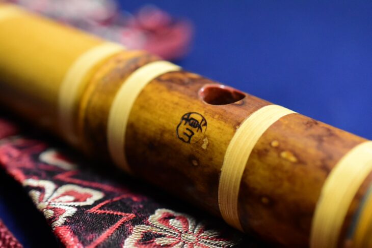 都山流 一翠 中継銀三線尺八 味のある一品全長70㎝トヒト東な7-0415