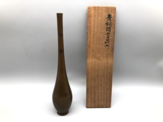 極美品・共箱あり】秦蔵六 塗金銅花器 立鼓式 花瓶 ブロンズ 作家物 蔵出し