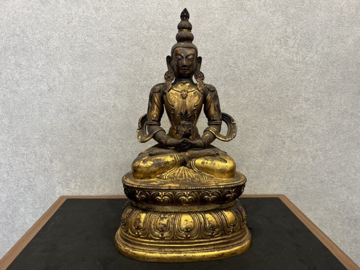阿弥陀如来坐像 チベット密教 手作り鎚起銅器 骨董 仏教美術品