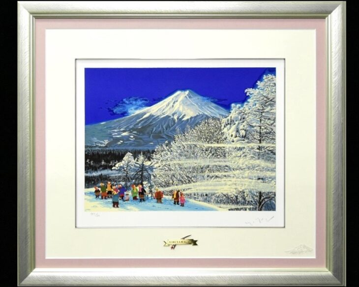 I. Hashimoto 富士山の雪景色 油彩画 1996年 QW4413 I. Hashimoto