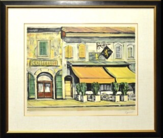 東郷青児 『郊外の街』 リトグラフ 石版画 ｜骨董品買取 緑和堂