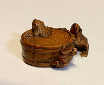 正利 在銘 「南蛮人のこどもと 兎」根付 江戸時代 名品 正利 在銘