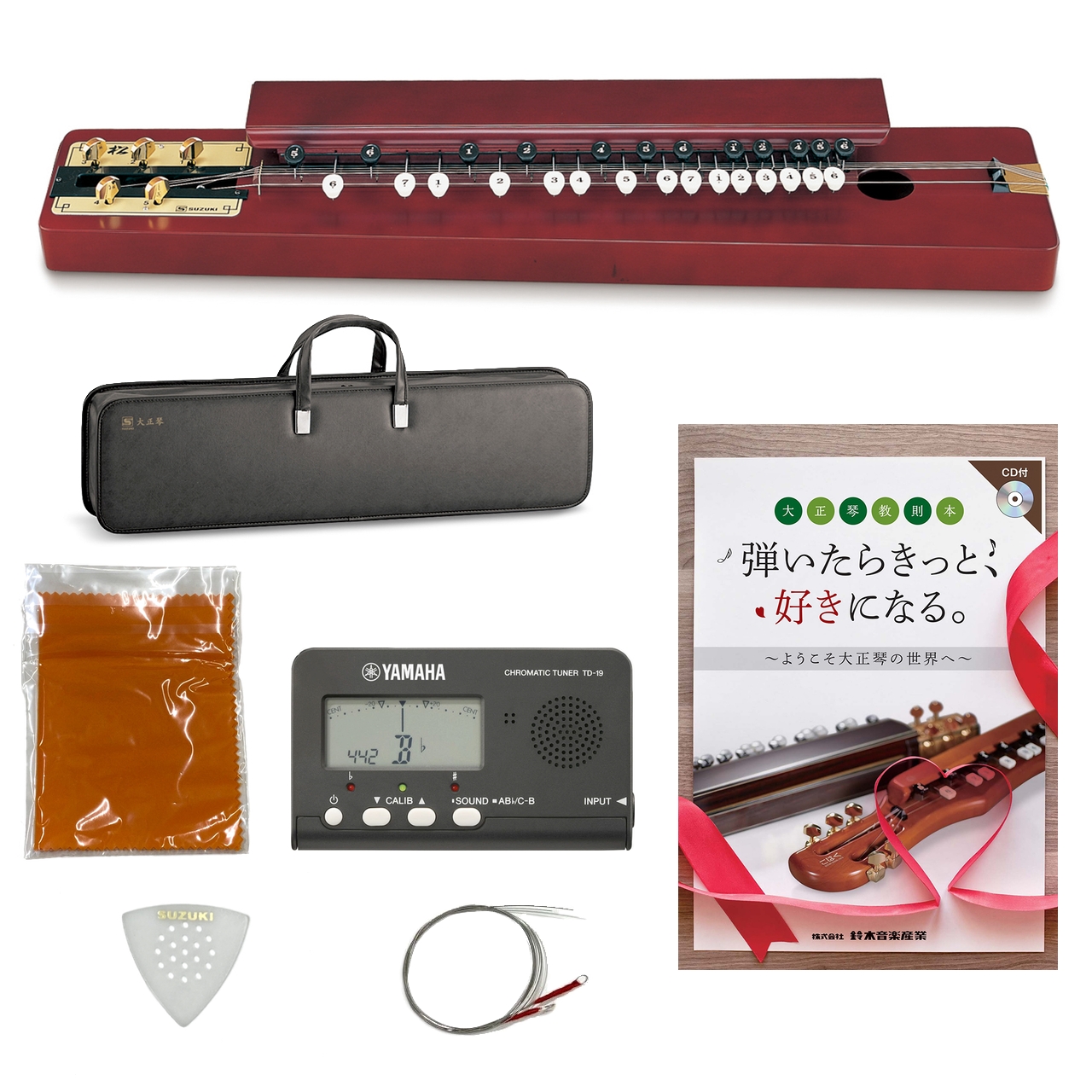 未使用級特松 SUZUKI 大正琴 付属品完備 動作確認済み ケース付き 未