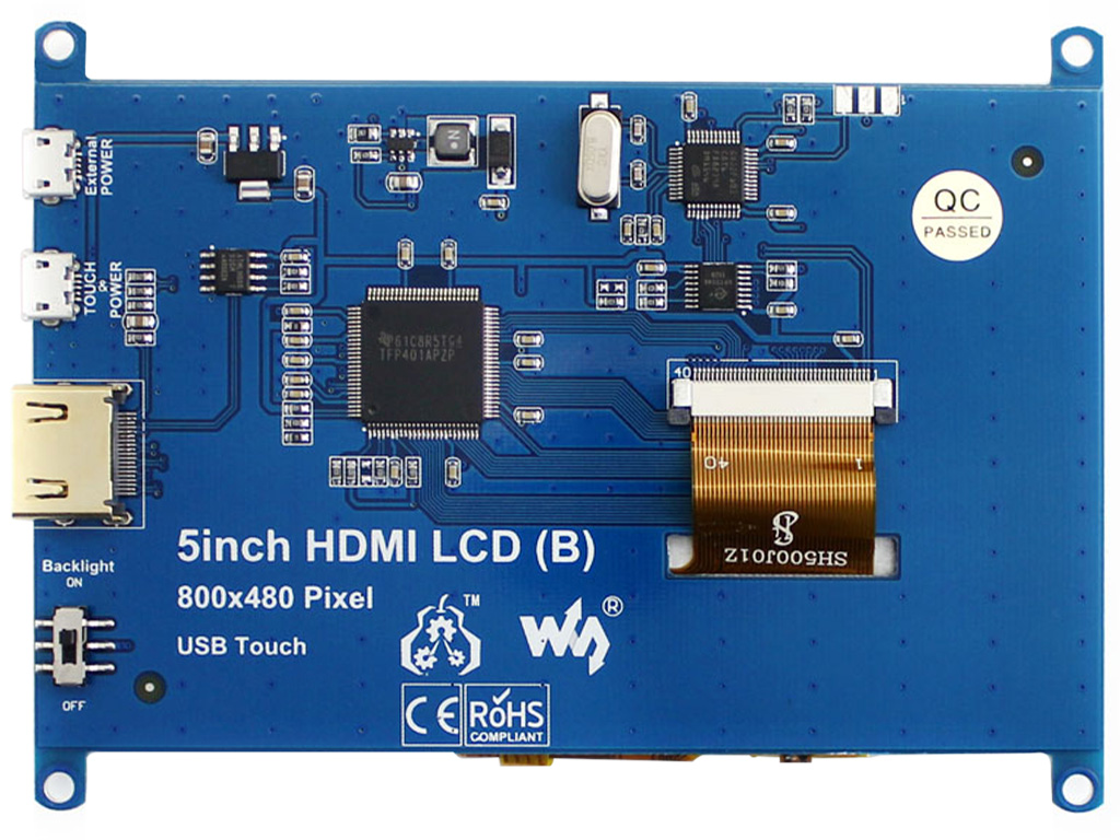 5inch Resistive Touch Screen LCD (B), 800×480, HDMI, Low Power