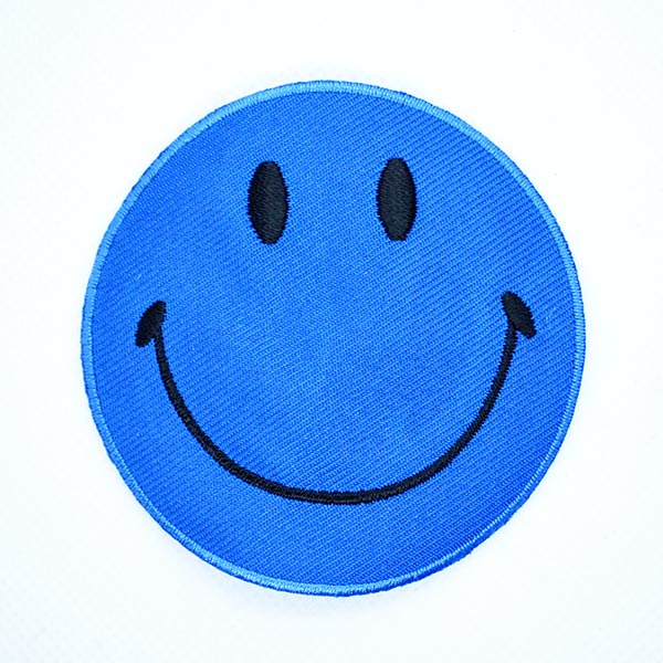 ワッペン スマイルマーク/スマイリーフェイス(ブルー) | ワッペン