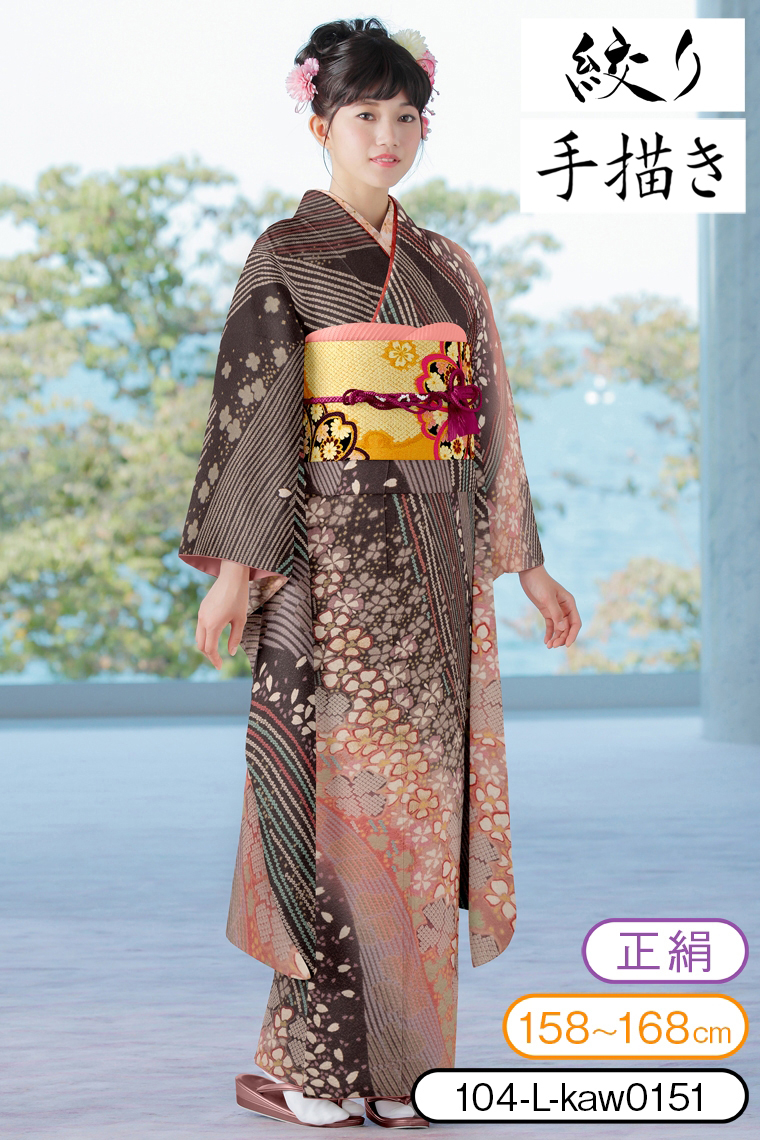 20250618振袖レンタル 振袖Lサイズ 十日町友禅 絞り：銀河流水桜の舞