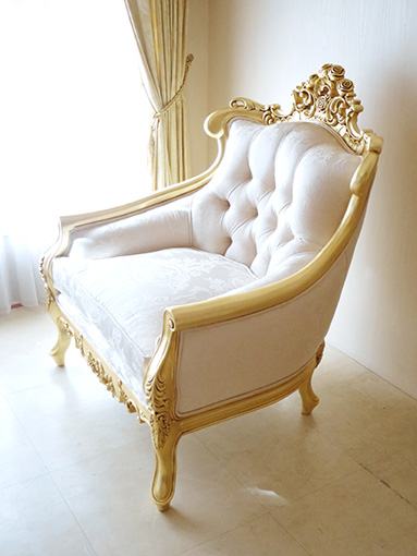 ロココ調ソファ ヴィクトリアンスタイル 1シーター 金箔塗装