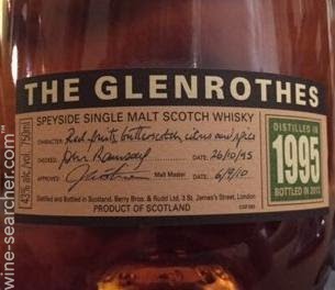 1995 The Glenrothes Vintage Single Malt Scotch Whisky, Speyside