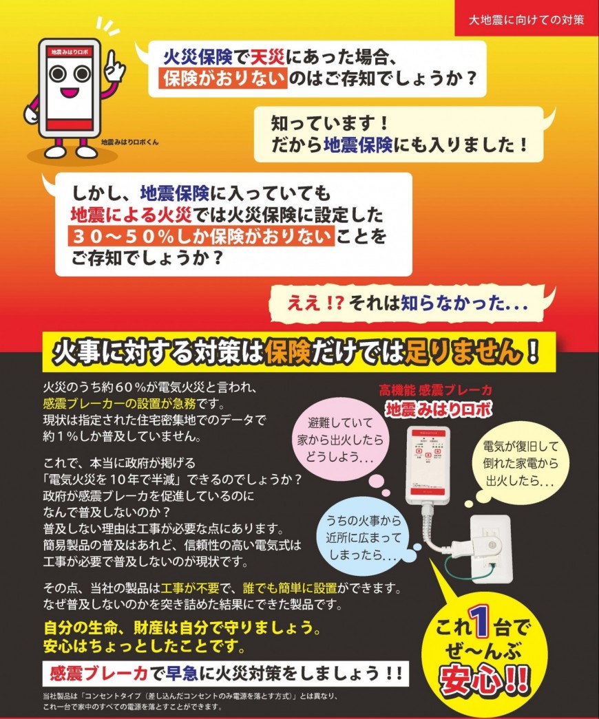 感震ブレーカー】地震みはりロボ（地震火災防止)