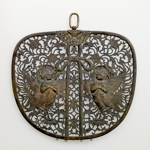 江戸期金銅製双耳花器 】 渡来古代様式 寺院仏具 江戸期金銅製双耳花器