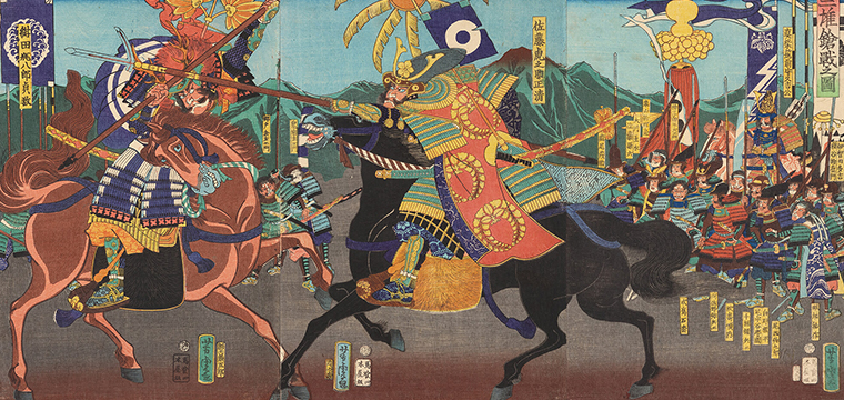 歌川芳虎 作 「二雄槍戦之図」（武者絵）／ホームメイト