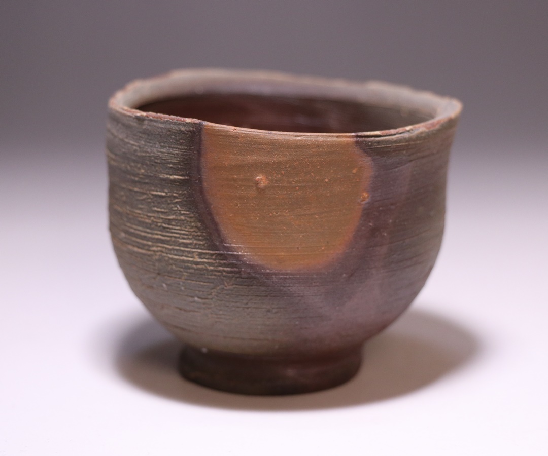 ☆D-108☆ 人間国宝・藤原啓先生 備前焼酒杯 ぐい呑 お猪口 酒呑 人間