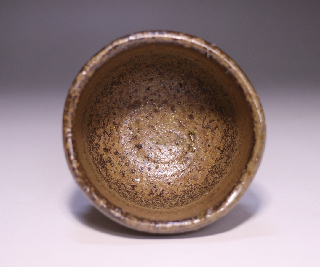 陶芸家 藤原建 備前 ぐい呑 備前焼 牡丹餅手 共箱 陶芸家 藤原建 備前