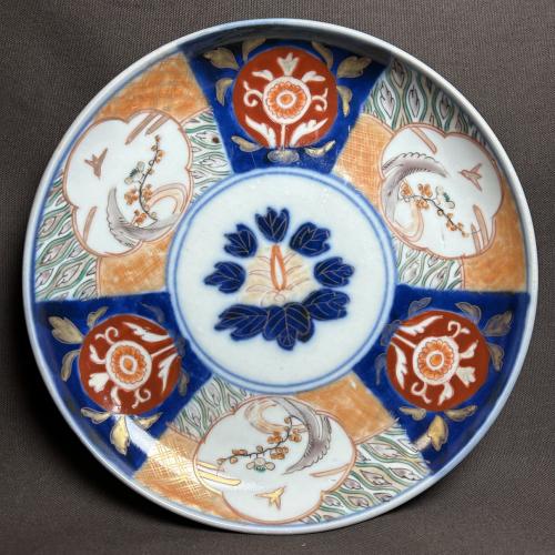 鳥に梅図染付赤絵中皿 /565│埼玉県熊谷市のの骨董品専門店「雑貨と