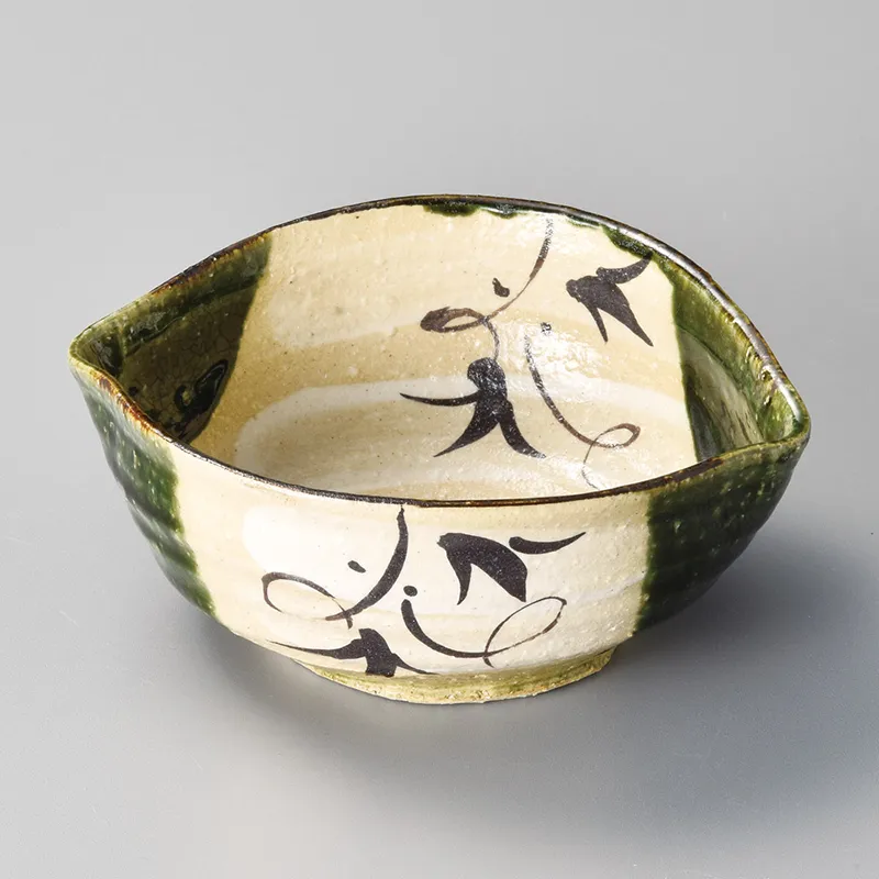 mf50623『織部 柳 菱形鉢』 /骨董品 古美術 古玩 アンティーク 【公式