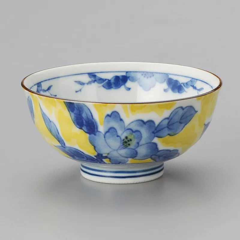 黄彩花紋茶碗(磁器製ごはん茶碗)|食器通販の陶磁庵