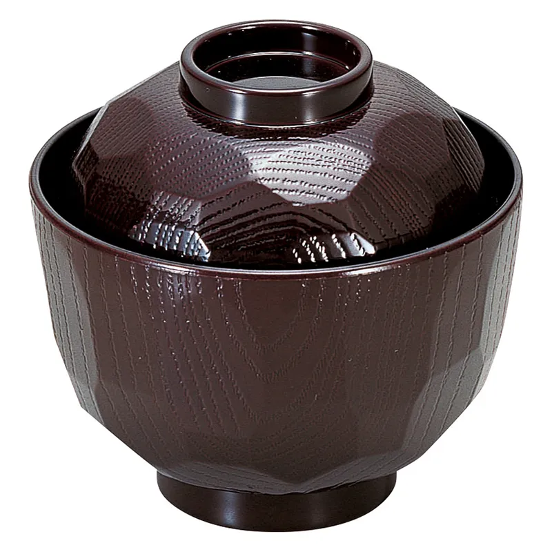 M］駒筋箸洗椀 溜(蓋付の汁椀(漆器・樹脂・木製))|食器通販の陶磁庵