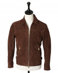 CINQUANTA（チンクアンタ） 襟付きスエードシングルライダースブラウン